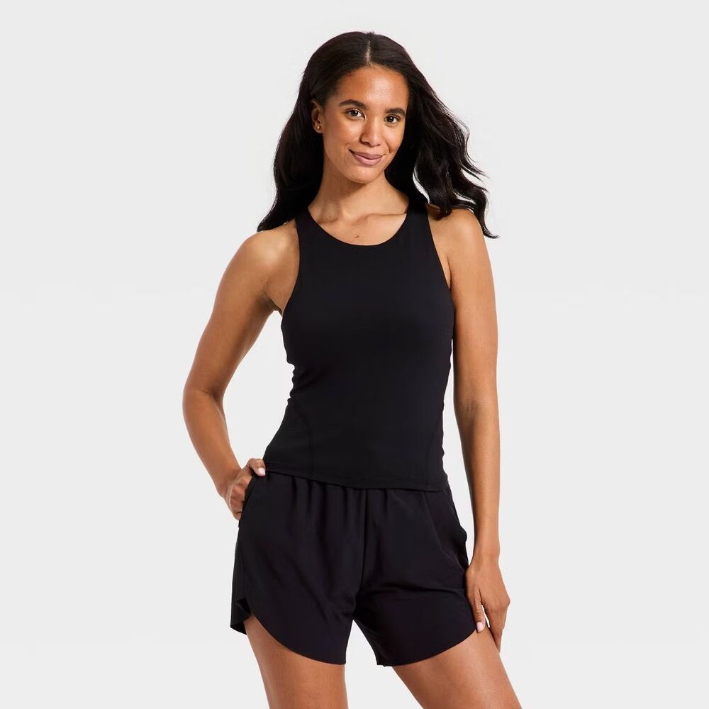 Womens super flex high neck racerback support tank Top - All in motion black M